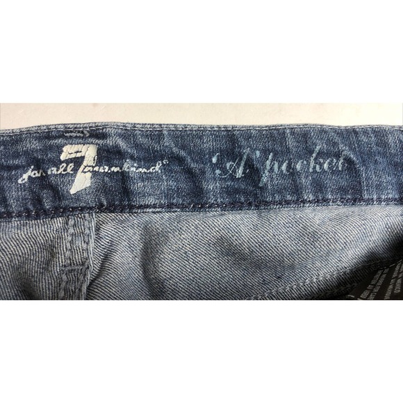 7 For All Mankind "A" Pocket Cropped Cutoff Capri Jeans Distressed Size 27 - Picture 5 of 12